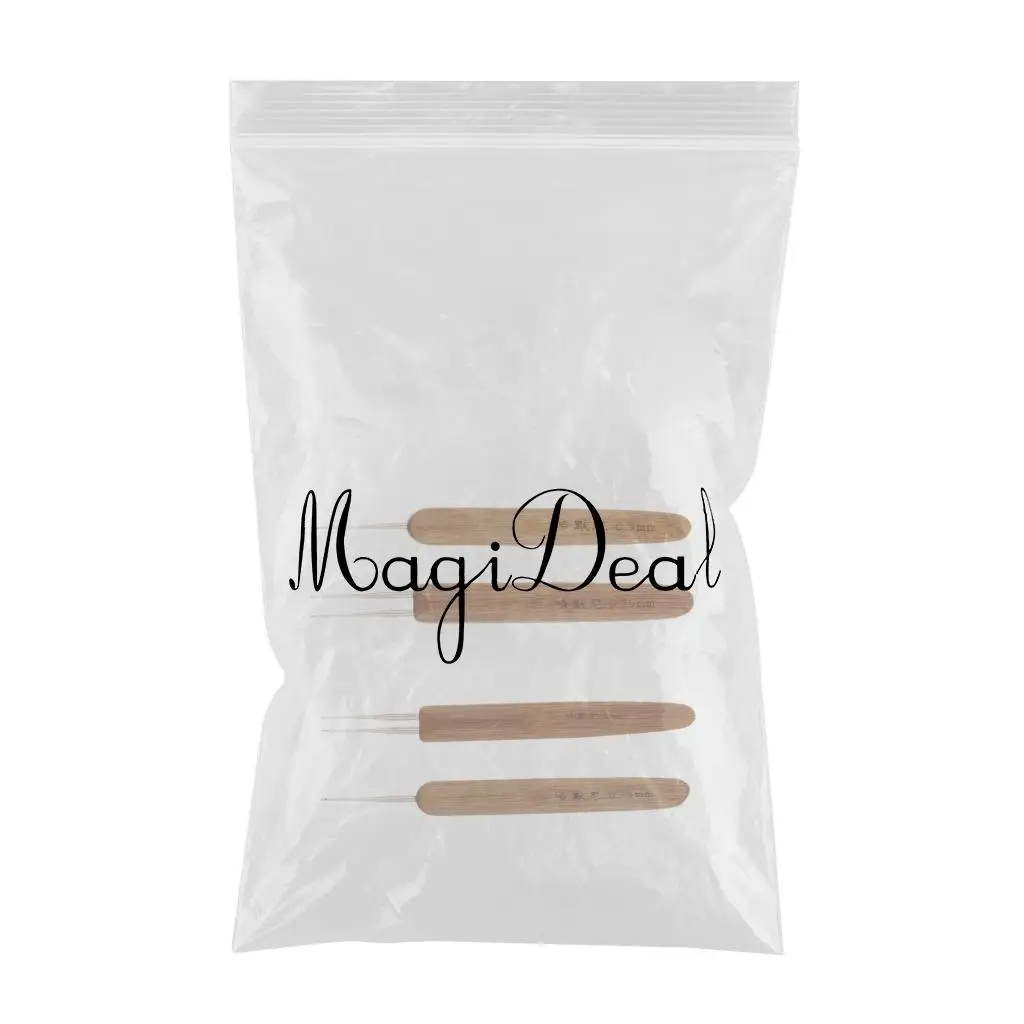 Pack 4pcs Bamboo Hair Weaving Crochet Needles Dreading Hooks Dreadlock Tool Perfect For Fixing Dreadlocks