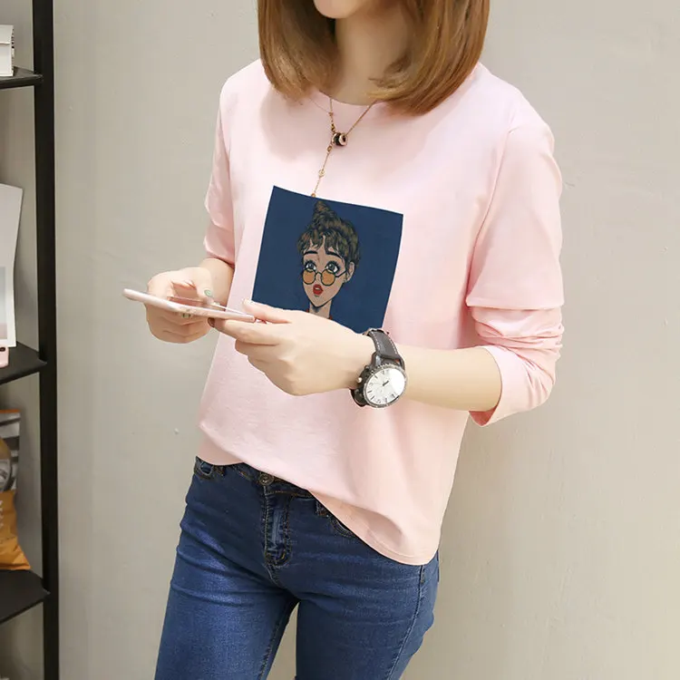 Autumn Cartoon Printed Tshirts Women's Long Sleeve T-shirt Female Casual Tees M-XXL Cotton T-shirts For Women Poleras Mujer 2019 (18)