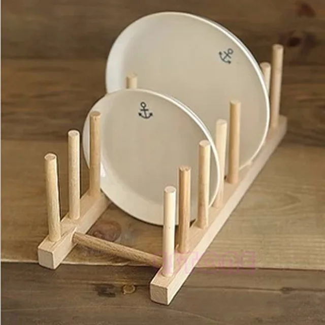 New Wooden Drainer Plate Stand Wood Dish Rack 7 Pots Cups Display Holder Kitchen New Wooden Drainer Plate Stand Wood Dish Rack 7 Pots Cups Display Holder Kitchen