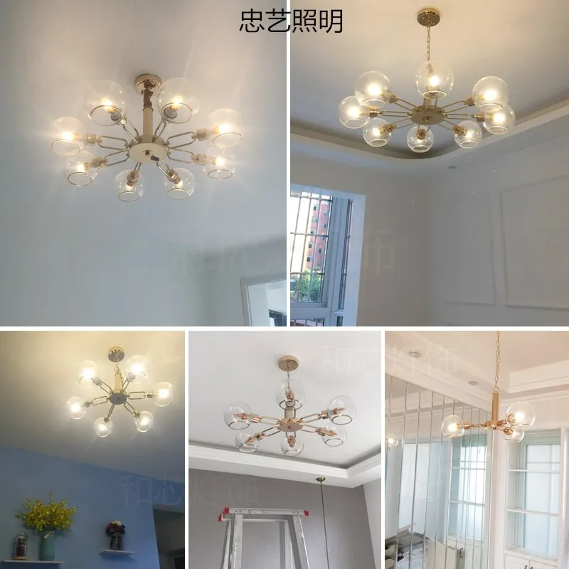  Post-modern personality designer creative multi-glass ball pendant light nordic magic beans bubble  - 32890668921