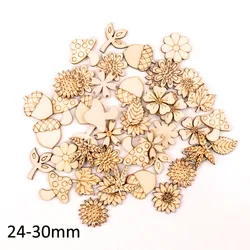 Handcrafted Decorative Wooden Floral Embellishments - 50 Piece Set (2)