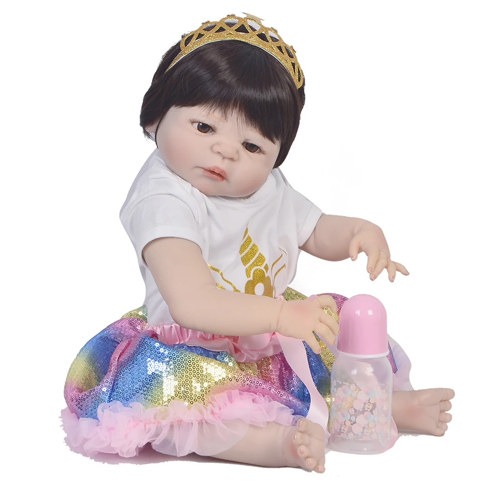 

23 Inch Reborn Dolls 57 cm Full Silicone Reborn Baby Dolls Girl Realistic Princess child Gifts bebe doll reborn NPK dolls
