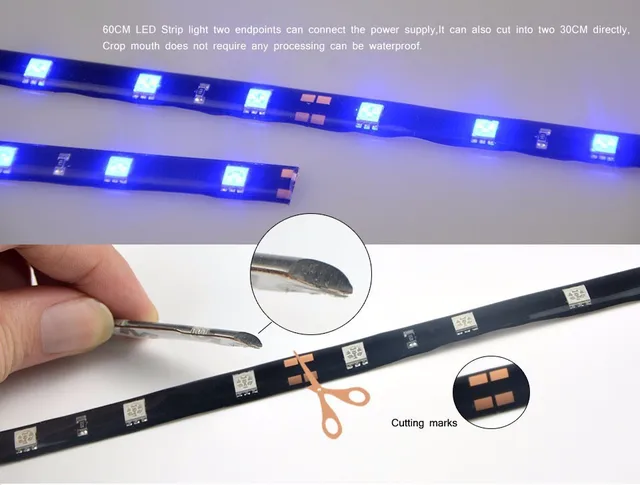 30cm 7 Colors Led Strip 18 Led Daytime Running Lights Dc