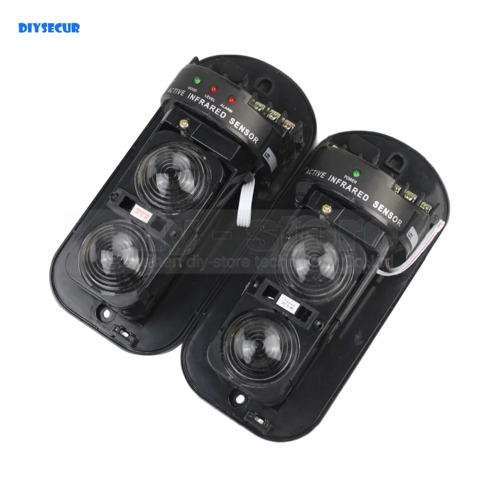 DIYSECUR Wired 100M Alarm Dual Beam Photoelectric Infrared LED Detector