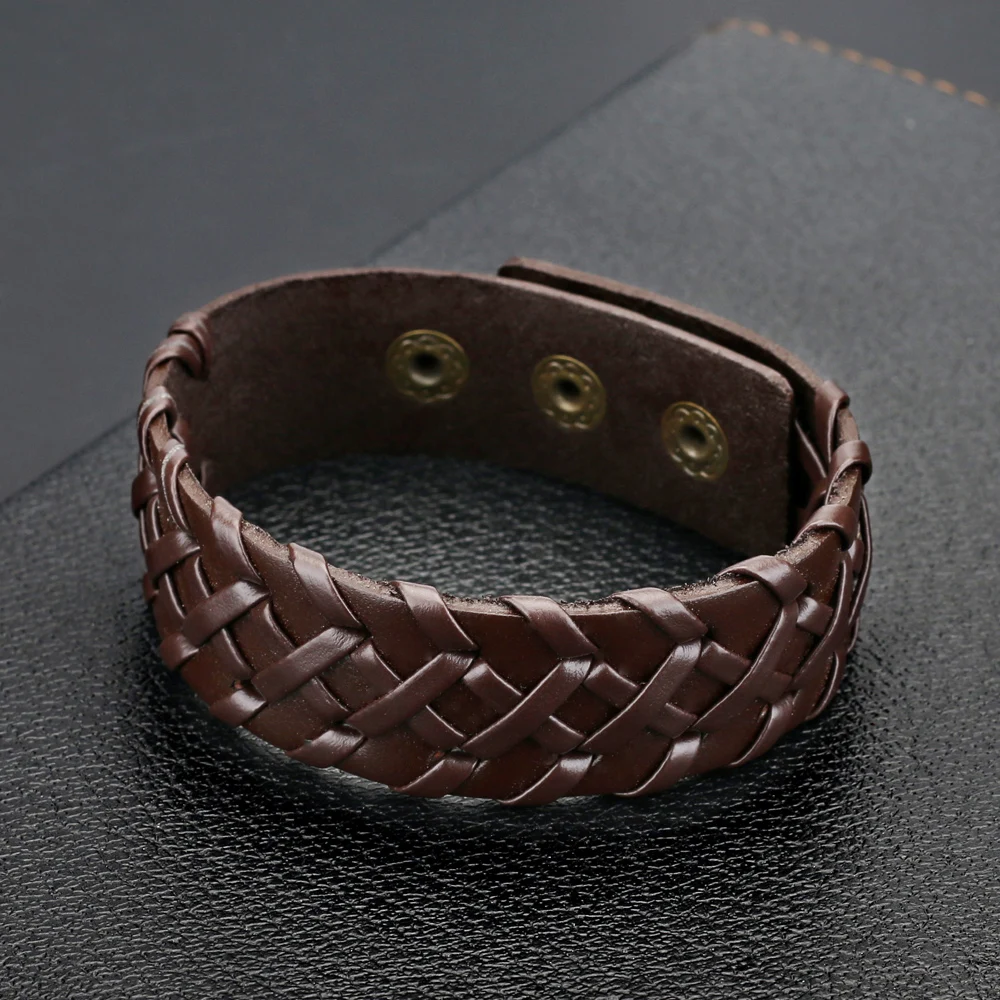 Bracelet Jewelry Handmade Weave PU Leather Vintage Bracelets Bangles Cuff Men