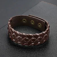 2022 Fashion Charm Jewelry Handmade Weave PU Leather Bracelet Vintage Bracelets Bangles Cuff Bracelet Men Jewelry Pulseira
