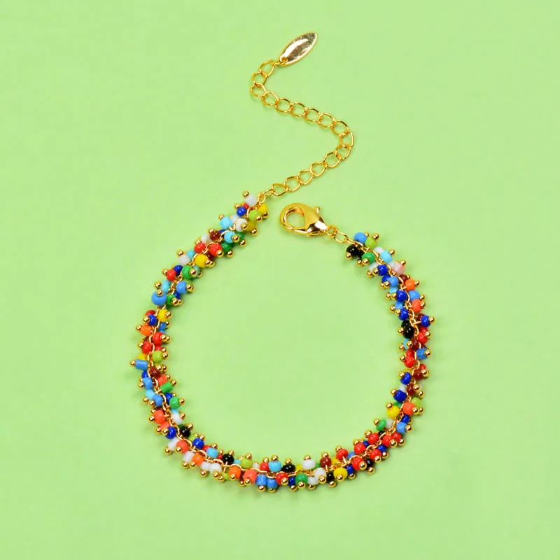 SINLEERY очаровательные цветные круглые бусины золотого цвета браслет цепочка для женщин летние пляжные украшения для отдыха SL076 SSD