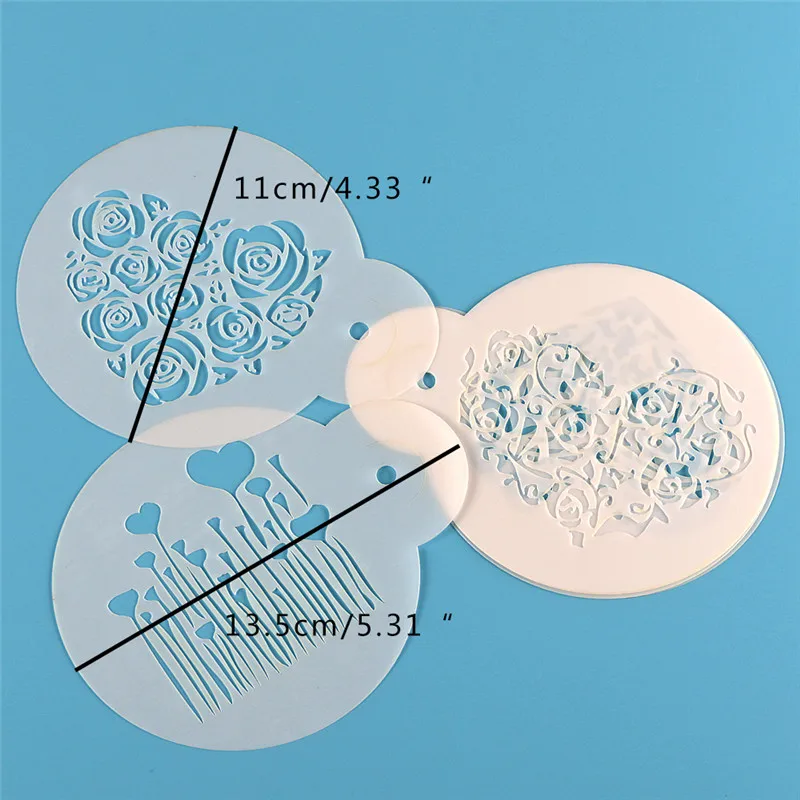 Aomily 6 шт./набор, на День святого Валентина, сделай сам, трафареты для торта, Аэрограф для рисования, художественные формы, инструменты для украшения помадки, кофе, эспрессо, трафареты