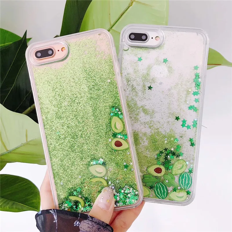 Bling Блеск арбуз авокадо чехол для iPhone X XR XS Max течет жидкость фрукты задняя крышка для iPhone 6 7 8 S плюс Bling Блеск арбуз авокадо чехол для iPhone X XR XS Max течет жидкость фрукты задняя крышка для iPhone 6 7 8 S плюс