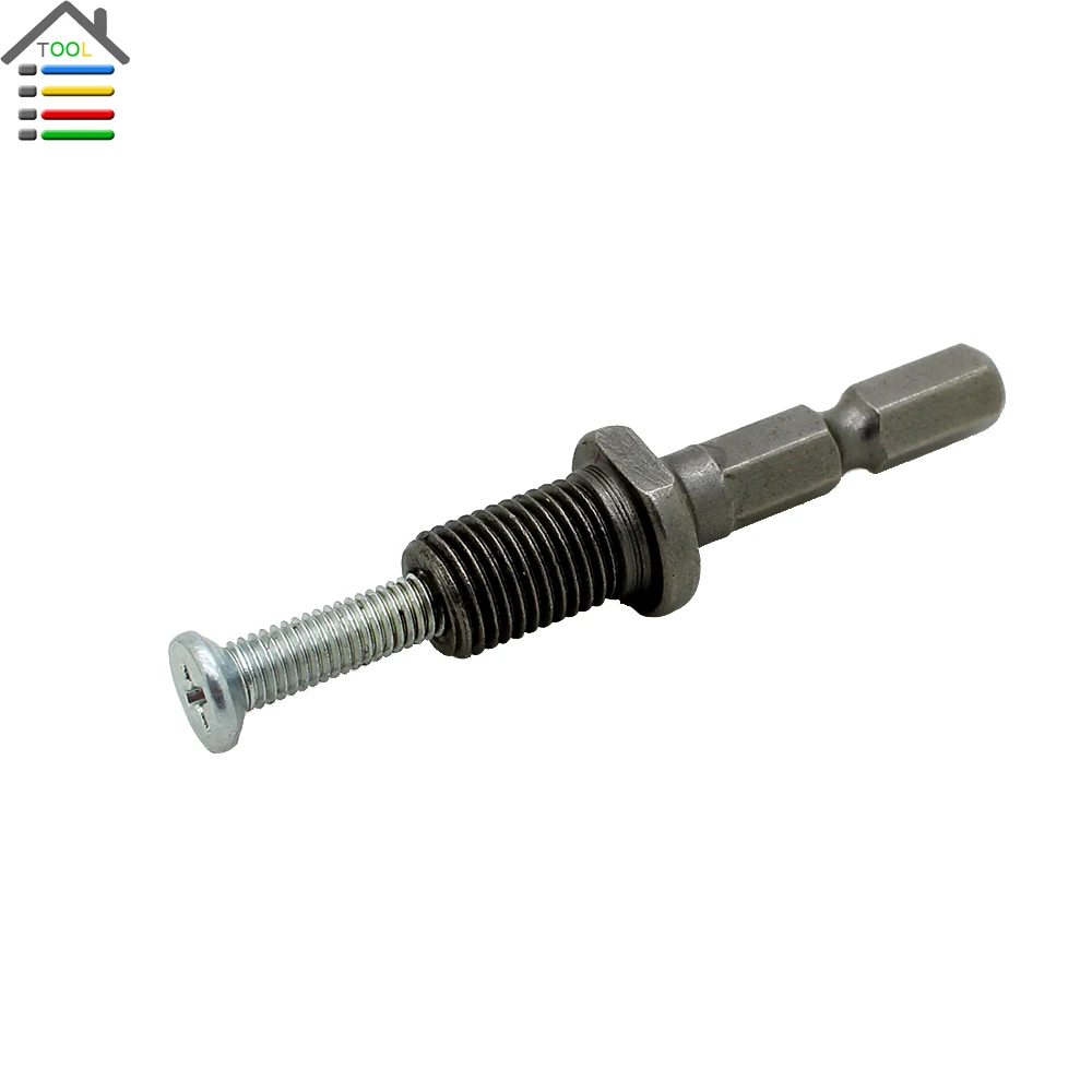 

AUTOTOOLHOME 1/4 inch Hex Shank Adapter Mandrel Connecting Rod Thread 3/8"-24UNF fit Drill Chuck Power Tool Accessories