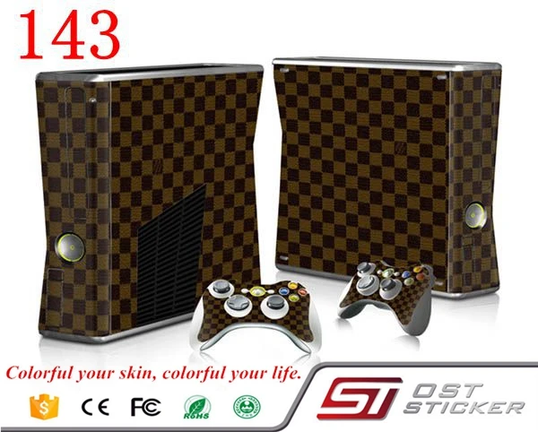 

OSTSTICKER Checked Sticker For Microsoft Xbox 360 Slim Skin Sticker Skin Sticker For Xbox 360 Slim Decal free shipping