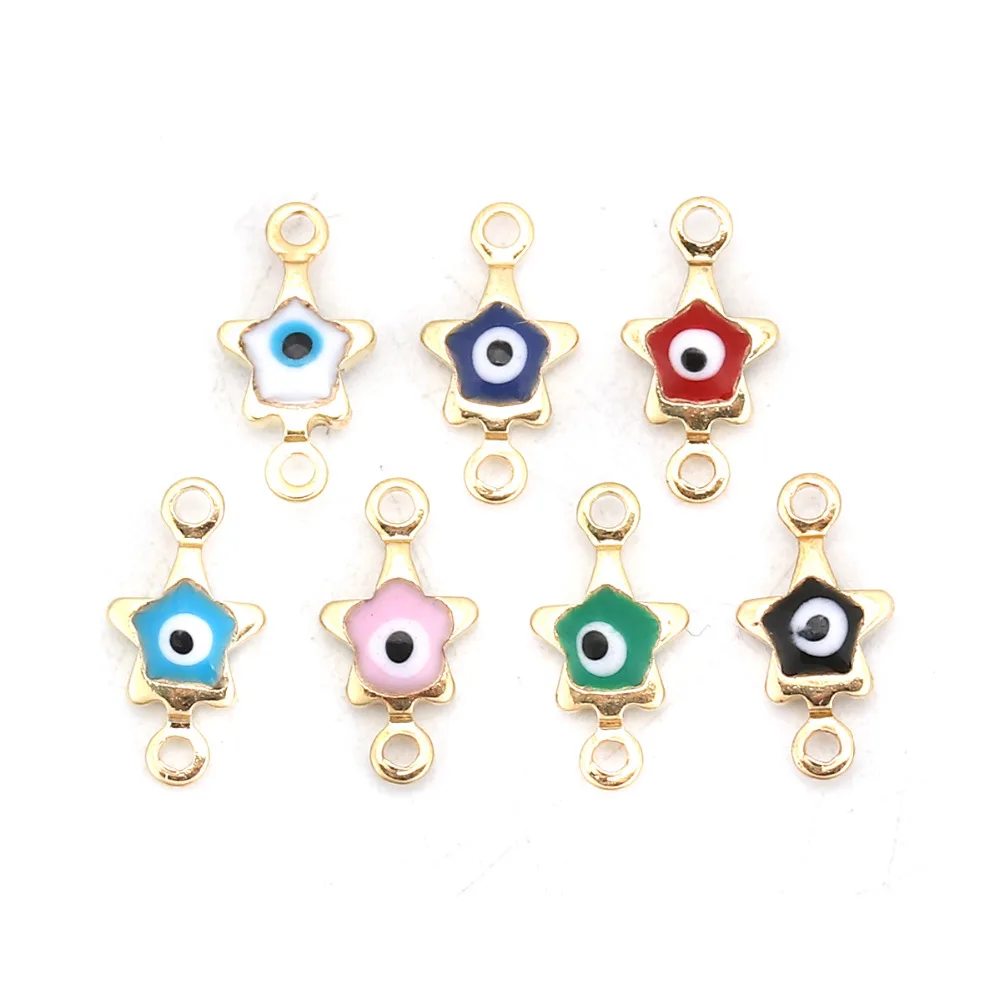 DoreenBeads модные медные разъемы звезда золотая красочная Эмаль сглаза шармы сделай