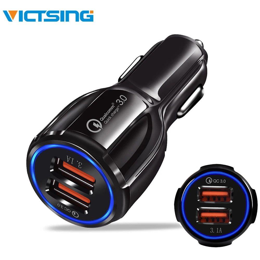 Автомобильное зарядное устройство VicTsing Quick Charge 3 0 30 Вт с двумя usb портами 3.1A