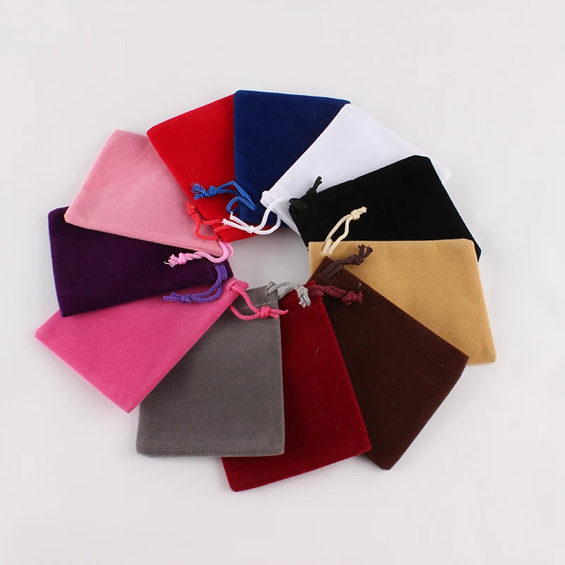 

100Pcs/lot 7*9 cm Custom Logo Printed Drawstring Bag Velvet Jewelry Pouch Christmas Gift Bag Storage Bag