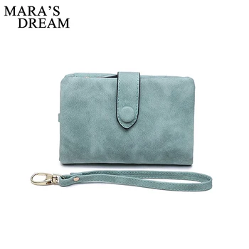 

Mara's Dream Casual Lady Simple Short Wallets Fashion Small Coin Pocket Scrub PU Leather Women Solid Color Card Holder Purse Bag