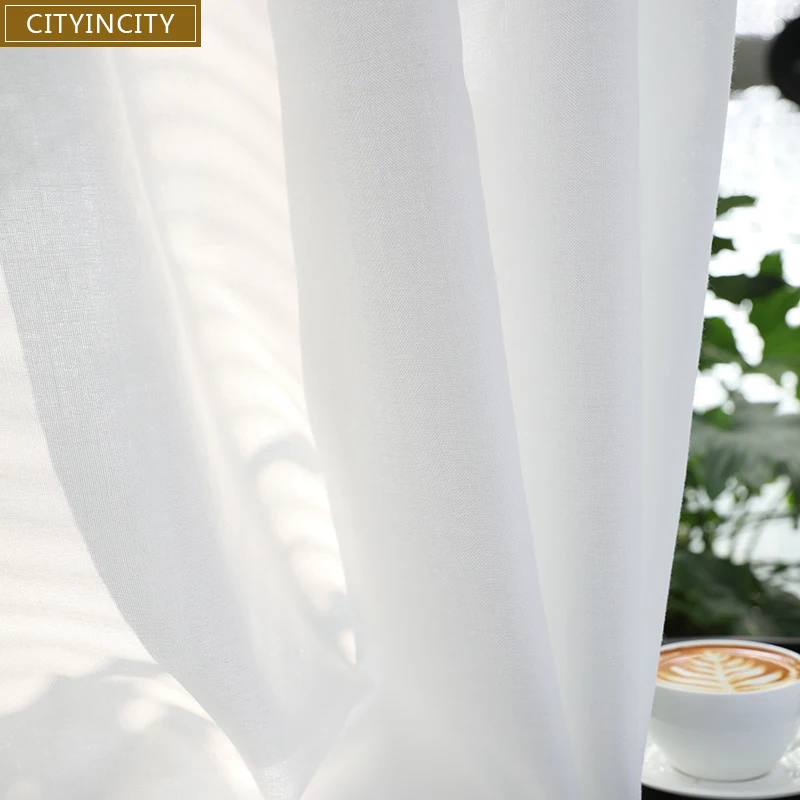 Белая занавеска CITYINCITY для гостиной мягкая прозрачная штора из искусственного
