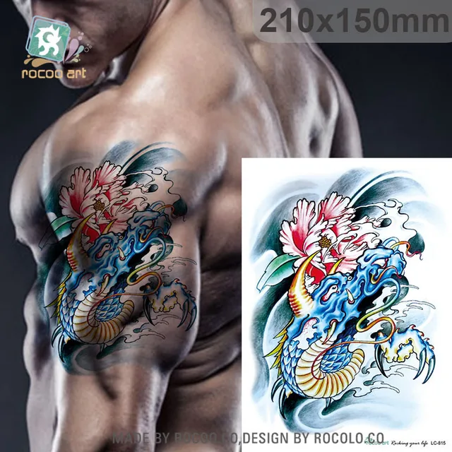 imperméable à l'eau de tatouage autocollants couleur fleur bras