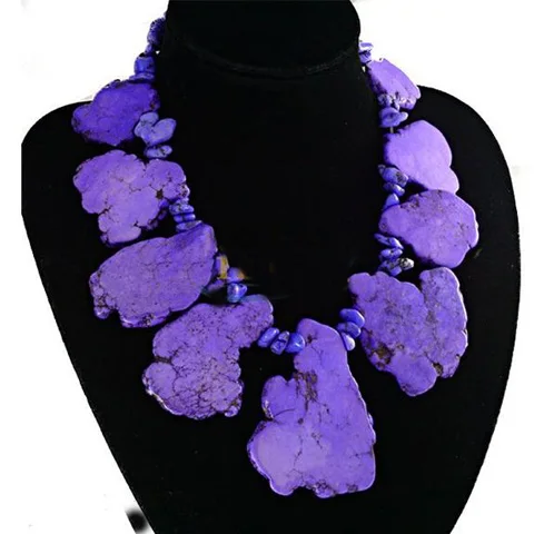 

Rare Huge ! 18inches Huge Nugget Purple Tur-quoises Gem-stone Necklace,Perfect Wedding Birthday Women Gift Jewelry