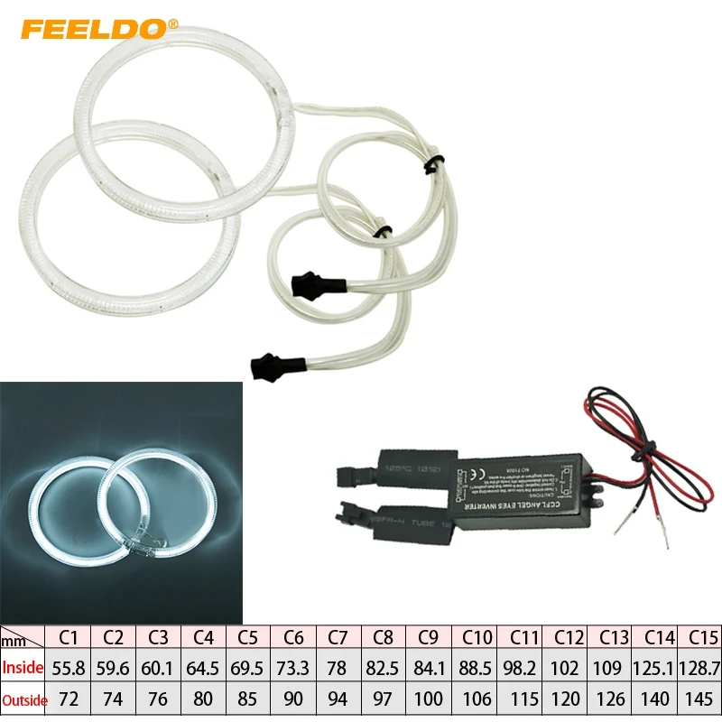 FEELDO 2 шт./пара всех автомобилей Универсальный Полный Круглый дневные ходовые огни светильник с холодным катодом(CCFL) Ангельские глазки комплекты фар# FD-4299