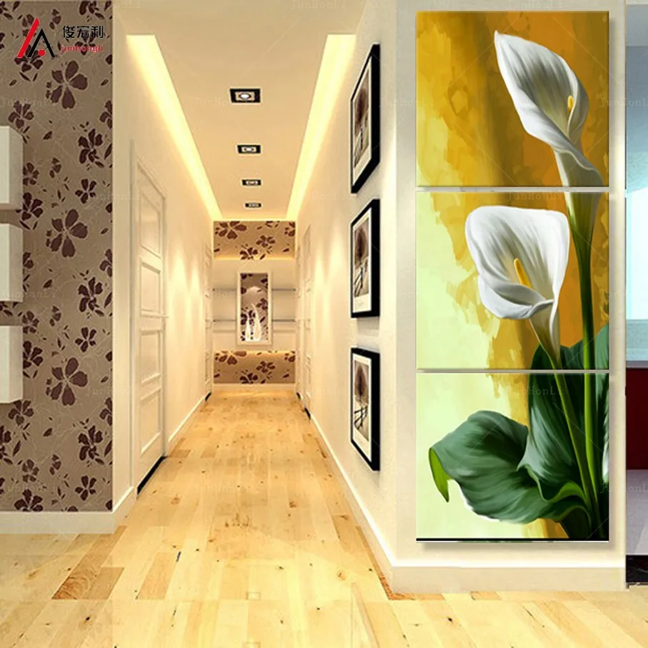Forma vertical 3 Panel Modern Impreso Calla Flor Foto de Pintura de