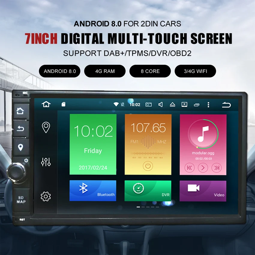 KANOR Octa Core RAM 4G ROM 32G 2 Din Android 8,0 coche Universal de Audio estéreo de Radio con GPS wiFi GPS de navegación de vídeo unidad