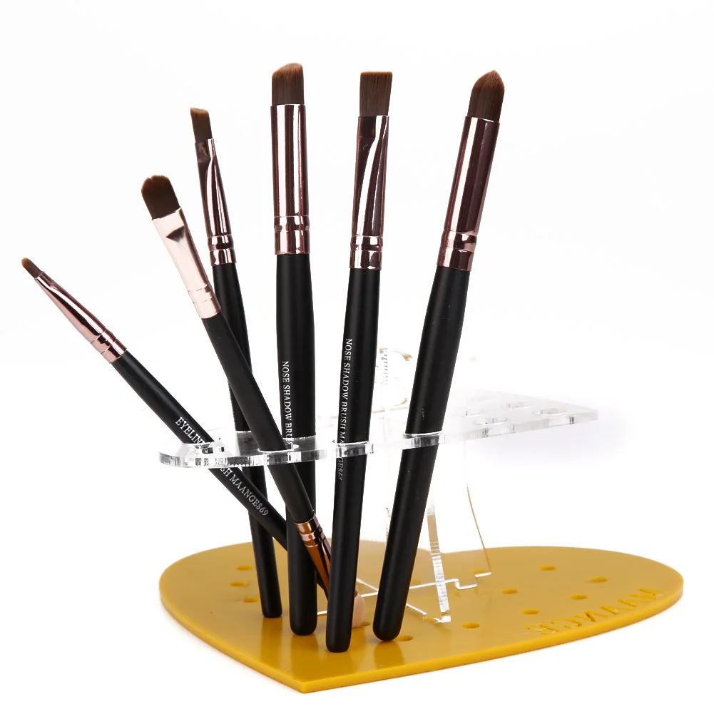 Acrylic 18 Holes Makeup Brushes Holder Rack Desk Organizer Heart Shape