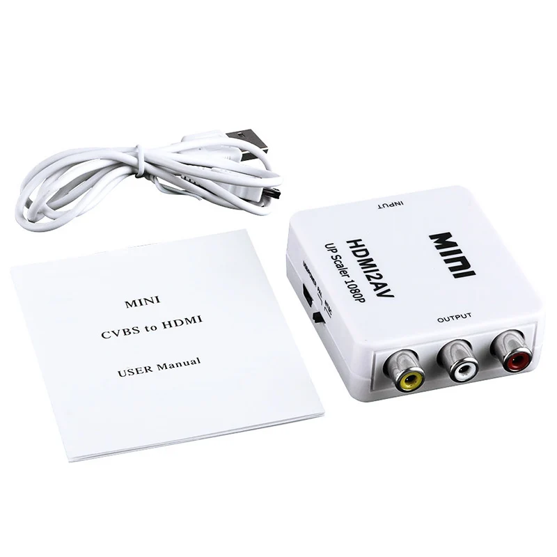 HDMI2AV Мини HD 1080 P цифровой видеопреобразователь Box HDMI RCA AV/CVSB Stereo L/R видео конвертер адаптер Поддержка NTSC PAL Выход HDMI К AV