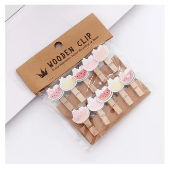 

10 Pcs/Set Kawaii Fruit Rabbit Wooden Clip Photo Paper Clothespin Craft Clips Party Decoration Clip with Hemp Rope