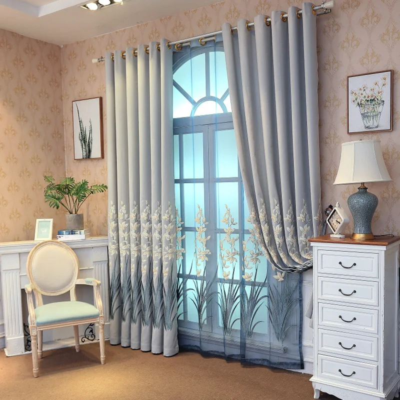 Европейский Daffodil, роскошные прозрачные шторы с вышивкой для гостиной, элегантные тюлевые шторы P337D3