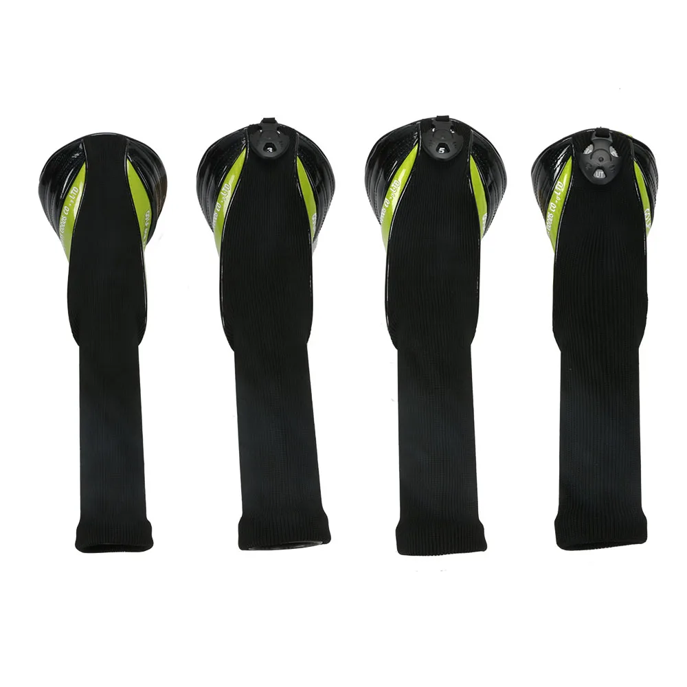 NEW Golf Club Headcovers 1# Driver 3# 5# Wood # Hybrid Cover black PU Leather with green Skull embroidery Head Covers NEW Golf Club Headcovers 1# Driver 3# 5# Wood # Hybrid Cover black PU Leather with green Skull embroidery Head Covers