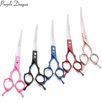 

Z4009 7" JP 440C Purple Dragon Up Curved Scissors Bend Up Scissors Dogs Grooming Scissors Professional Pet Scissors Finger Rest