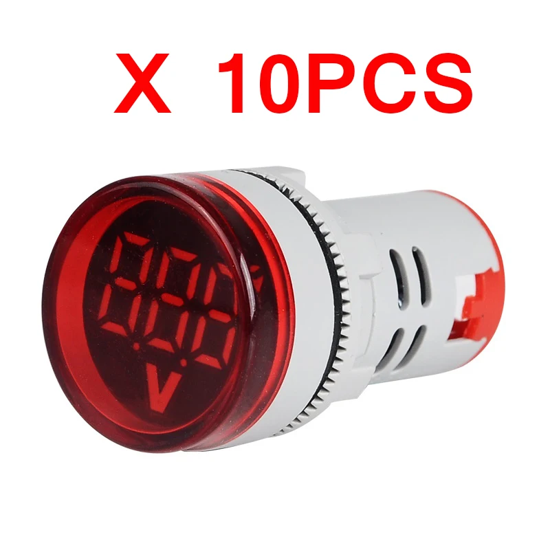 

10PCS/Lot 22mm Digital Display Voltage Indicator Signal Light Voltmeter Measuring Range 60-500V Volt AC Monitor Tester Meter