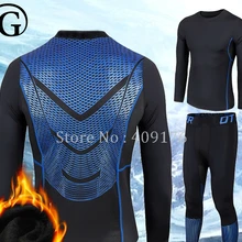 PRAYGER размера плюс мужские зимние теплые кальсоны с рукавами и круглым вырезом эластичные термобелье комплект