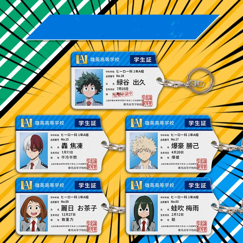 

My Hero Academia Cosplay Izuku Midoriya Student ID Card Cartoon 10x6.2cm Card Sleeves Bank Card Protector Cosplay Accessories