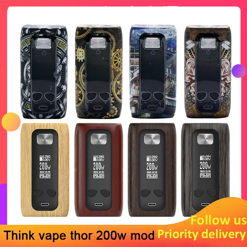 Оригинальный Thinkvape Thor 200 W MOD dual 18650 VW/TC/режим обхода блокировки TFT экран think vape Тор