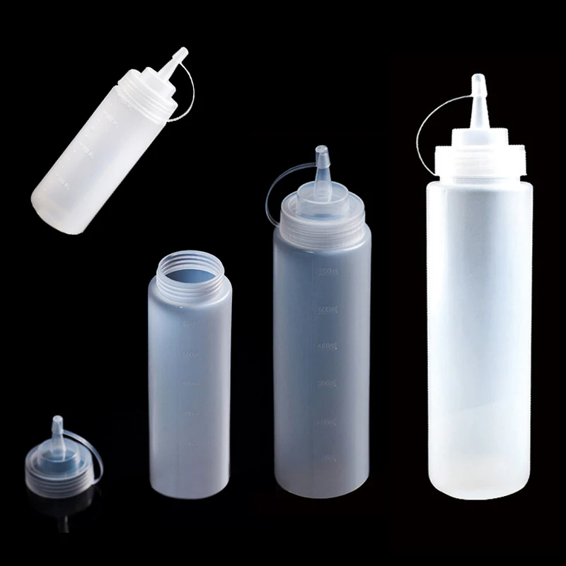 واضح زجاجة انضغاطية من البلاستيك 8-24 oz بهار موزع الصلصة الخردل زجاجة صلصة العملي ملاعق خشبية للمطبخ