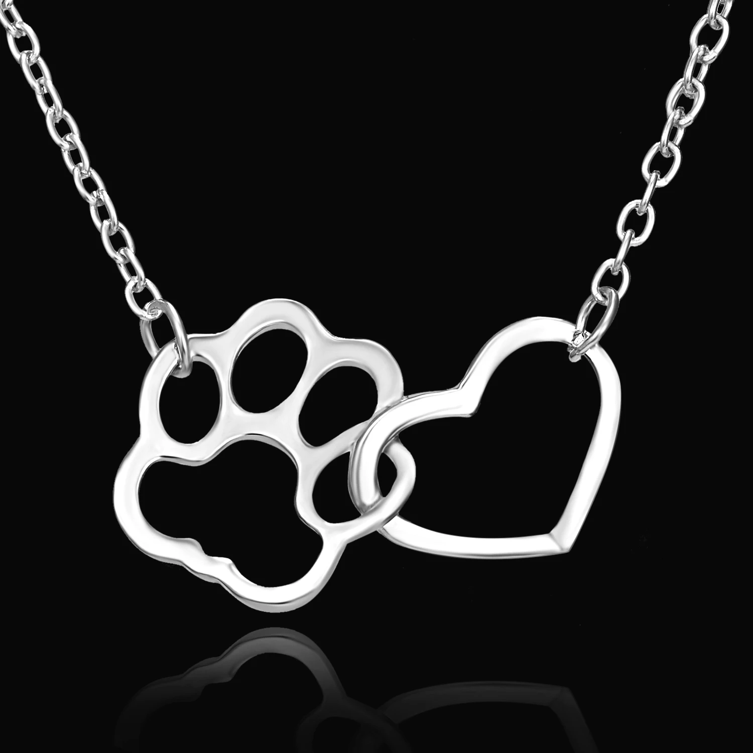 Ринху милая собака отпечаток лапы Сердце ожерелье полые лапа собаки, кошки сердце кулон ожерелье Мода для женщин девушки ювелирные изделия ожерелье