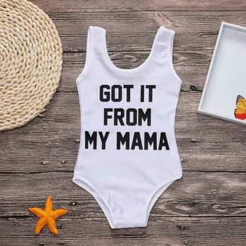

Summer Parent-child Swim Suit Mother and Daughter Vest Letter Baby Girl Conjoined Kids Mom Good Swim Set Family Matching Outfits