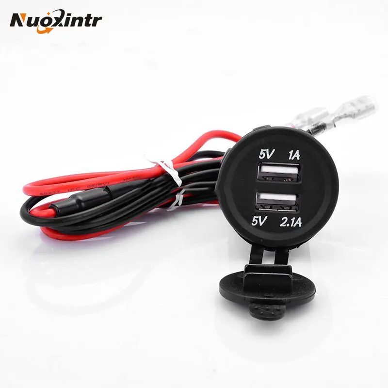 

Nuoxintr 12V Waterproof Phone Charging Power Dual Socket 2.1A Dual USB Charger Panel Flush Mount For Benelli Aprilia KTM BMW