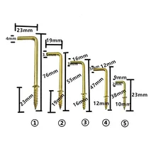 Желтый угловой винтовой крючок, железный крючок, 7 стилей крючка, L стиль, крючок для овец, аксессуары для рамы Винты, 100 шт