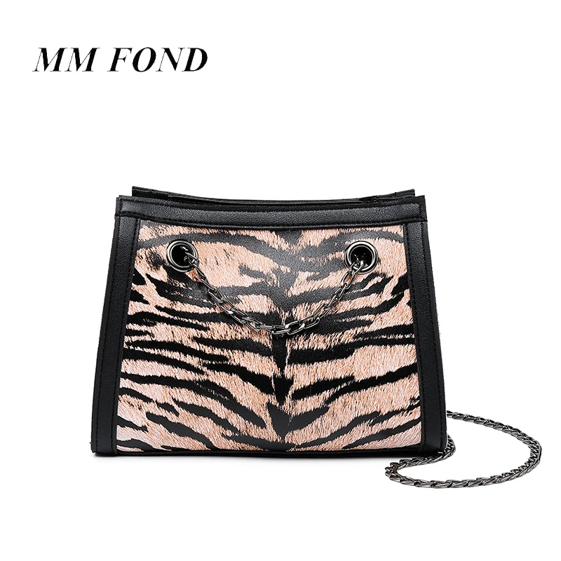

100cm-160cm Strap Length Lady Zebra Leopard Design Women Fashion Handbag Chic Shoulder Bags Girls Chain Cross Body Messenger Bag