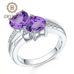 GEM'S BALLET 2.39Ct натуральный аметистовый драгоченный камень кольца стерлингового серебра 925 Двойное сердце любовное обещание кольцо для женщин