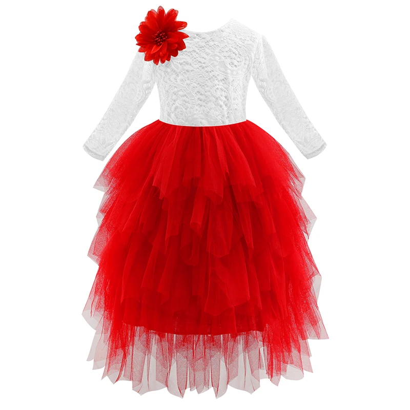 Платье для маленьких девочек с золотой нитью и вышивкой; Детские платья для девочек; платье принцессы; элегантные вечерние платья для девочек; свадебное платье; рождественское платье - Цвет: Red