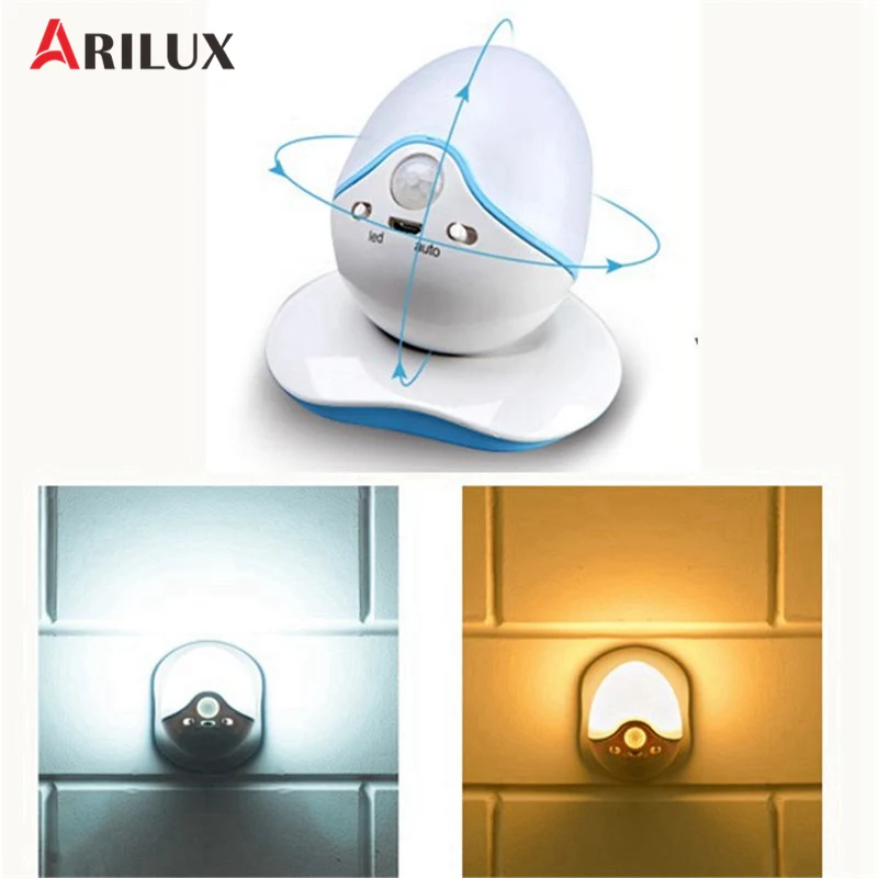 

ARILUX DC5V 0.7W LED Night Light PIR Motion Sensor USB Rechargeable Wall Lamp Magnetic Base