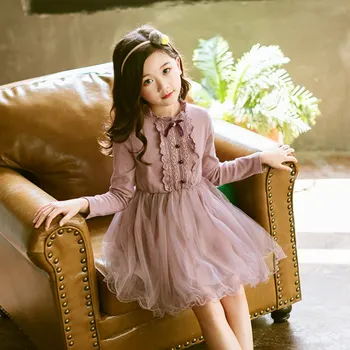 

Girls Dress Long Sleeve Kids Girls Lace Dress 2019 Spring Girl Princess Dress Big Kids Girls Clothes 6 8 10 12 13 14 Year