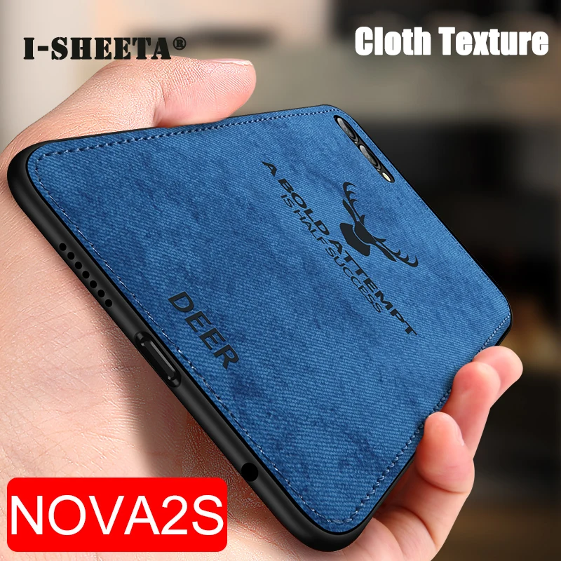 Hybrid Cover For Huawei Nova 2S 3D Cloth Leather Fabric Vintage Protective Soft Silicone Texture Case NOVA2S |