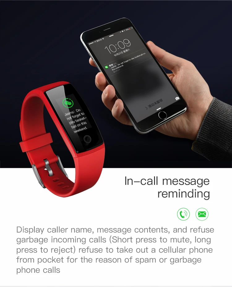 Color Screen Bluetooth Heart Rate Blood Pressure Monitor Smart Bracelet Pedometer Exercise Sport Wristband for IOS/Android