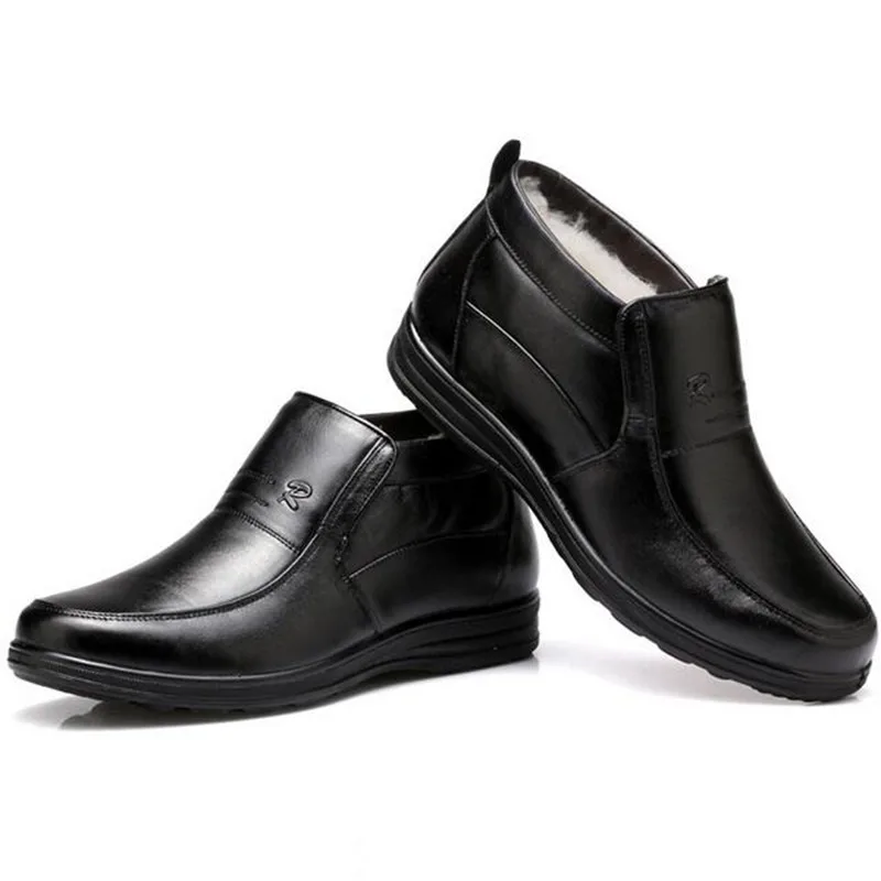 Г. Новые зимние мужские ботинки большой размер 38-47, теплые удобные шерстяные ботинки повседневная обувь на плоской нескользящей подошве ботинки из натуральной кожи черного цвета