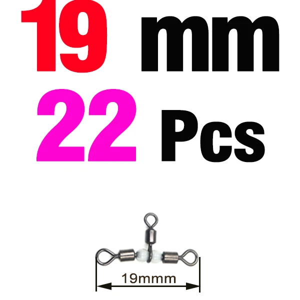 MNFT 1 пакет тройной Вертлюги со светящимся бусины Рыбалка роликовых вертлюгов снасти Разъем тройничного поворотные рыболовные снасти аксессуары - Цвет: 22Pcs 19mm