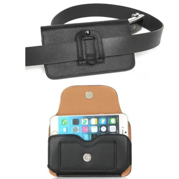 

Men Fanny Waist Pack Coin Purse Pocket Belt Bum Pouch Travel Vintage Hip Bag Solid Black for 5.1" 5.5" 6.3" Cell Phone Cover